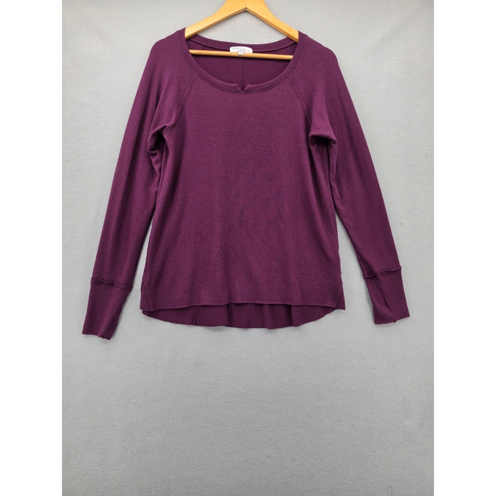 Michael Stars Purple Knit Top Long Sleeve Thumbhole Tulip Back Hem Medium USA